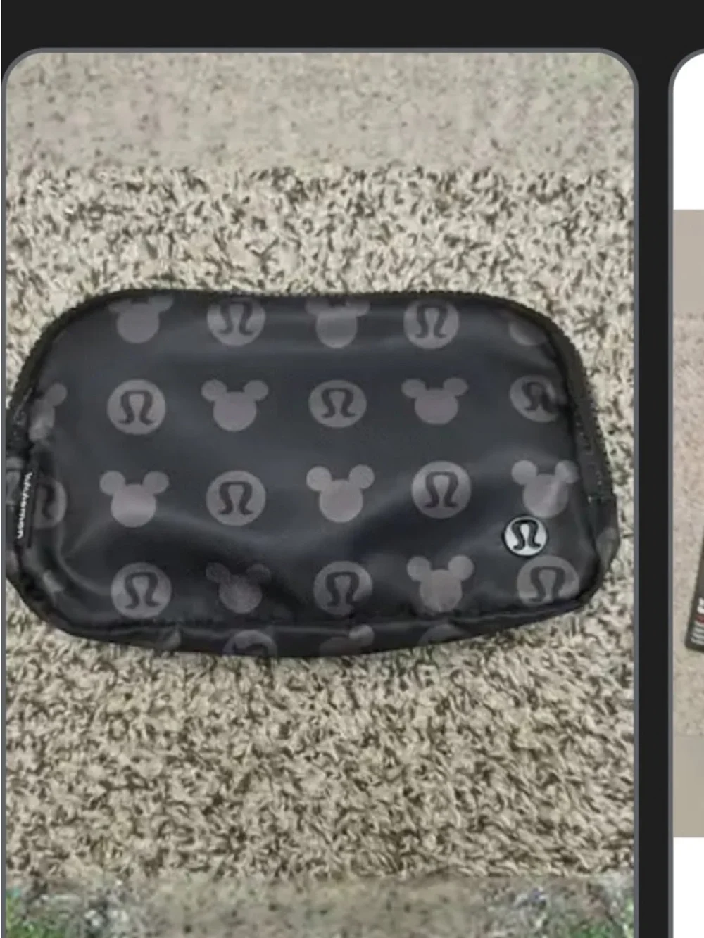 Lululemon Black Disney Mickey Print Tech Pouch crossbody Fanny belt bag nwt - Picture 2 of 6